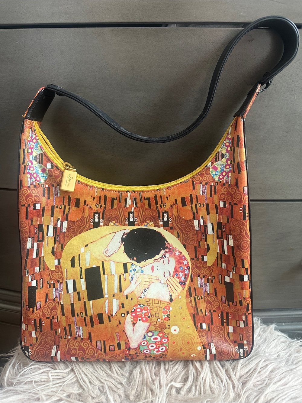 Jeon Orange Shoulder Bag with Black Strap